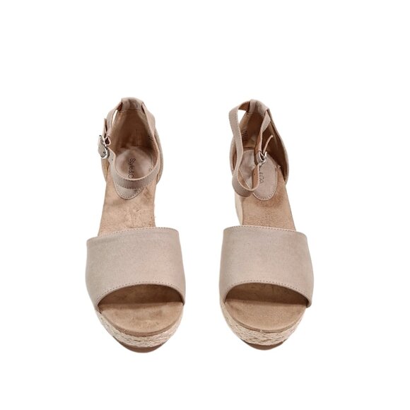 Style & Co Seleeney Sandals Womens 10 Wide Taupe Faux Suede Espadrille Wedge New - Picture 2 of 6